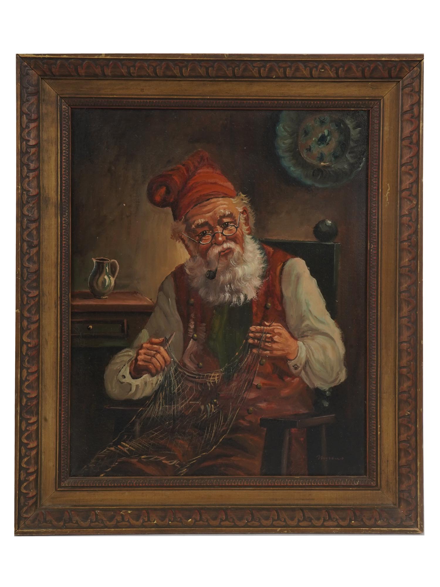 PORTRAIT OF FISHERMAN OIL PAINTING SIGNED MORONO PIC-